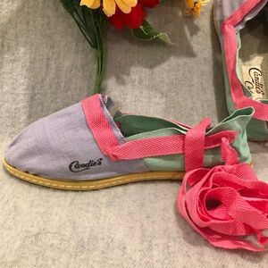 Candie's Multicolor Lace-up Espadrille Flats with Pink Laces